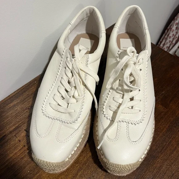 Women's Cream Platform Espadrille Sneakers - Picture 2 of 4